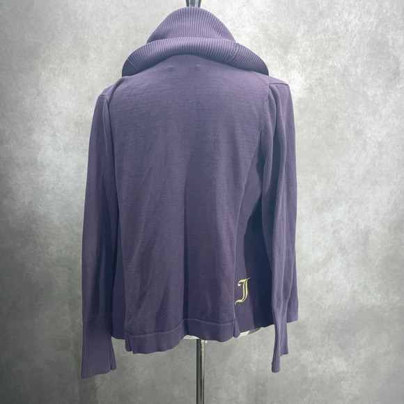 Juicy Couture Womens L Convertible Cowl Neck Button Up Cardigan Purple Lagenlook - Picture 5 of 12